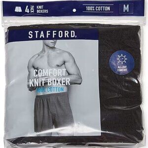 Stafford 4-Pack Men's 100% Cotton Knit Boxers Black